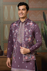 Purple Kurta with Koti